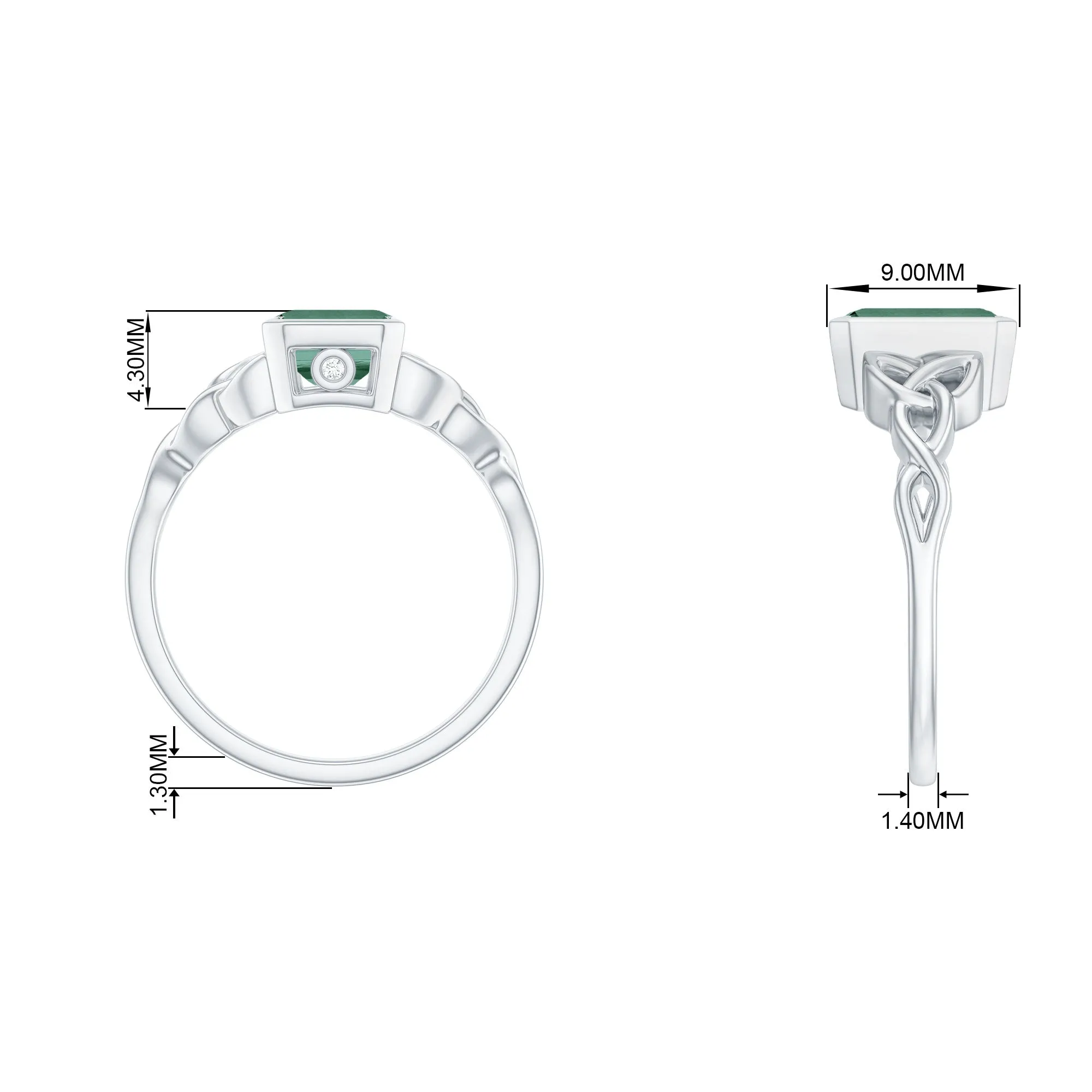 Created Green Sapphire Solitaire Celtic Engagement Ring