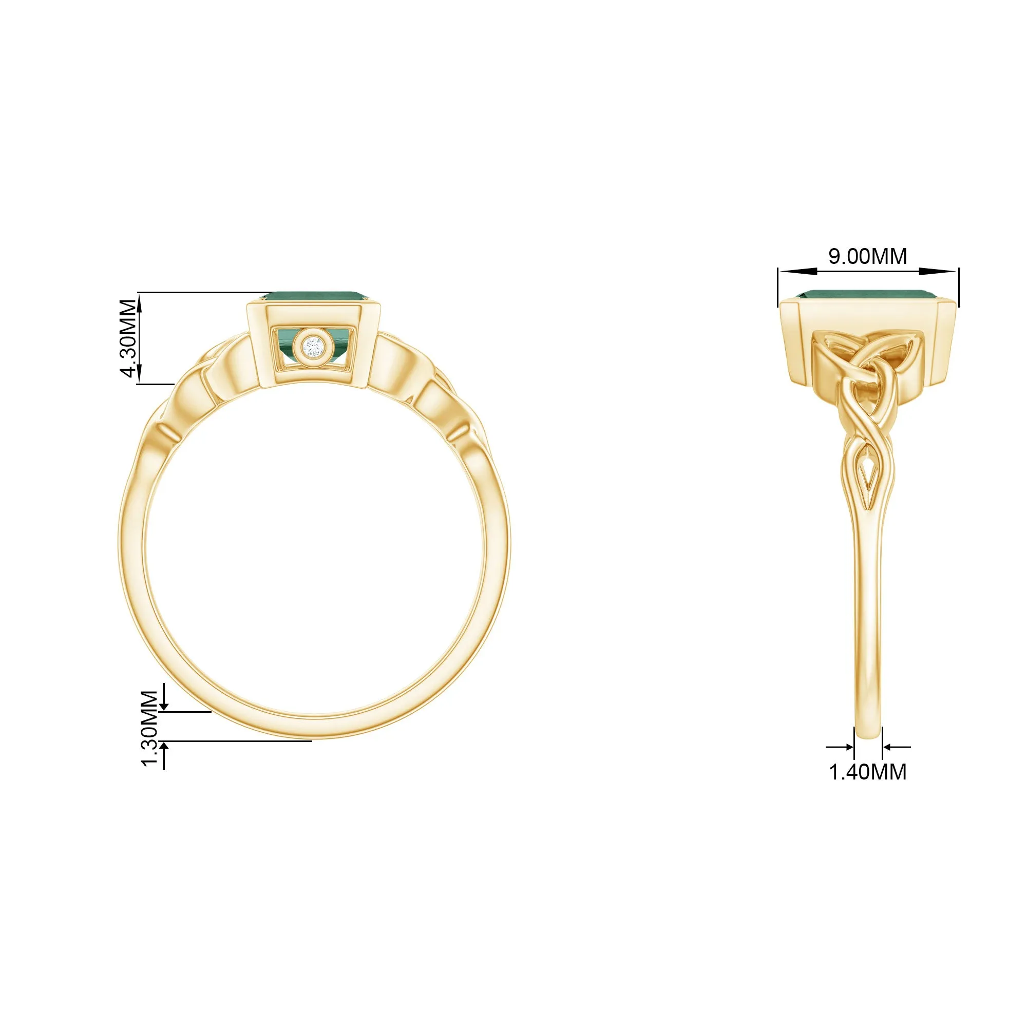 Created Green Sapphire Solitaire Celtic Engagement Ring