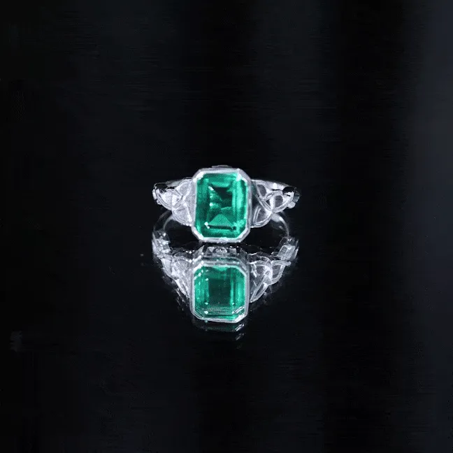 Created Green Sapphire Solitaire Celtic Engagement Ring
