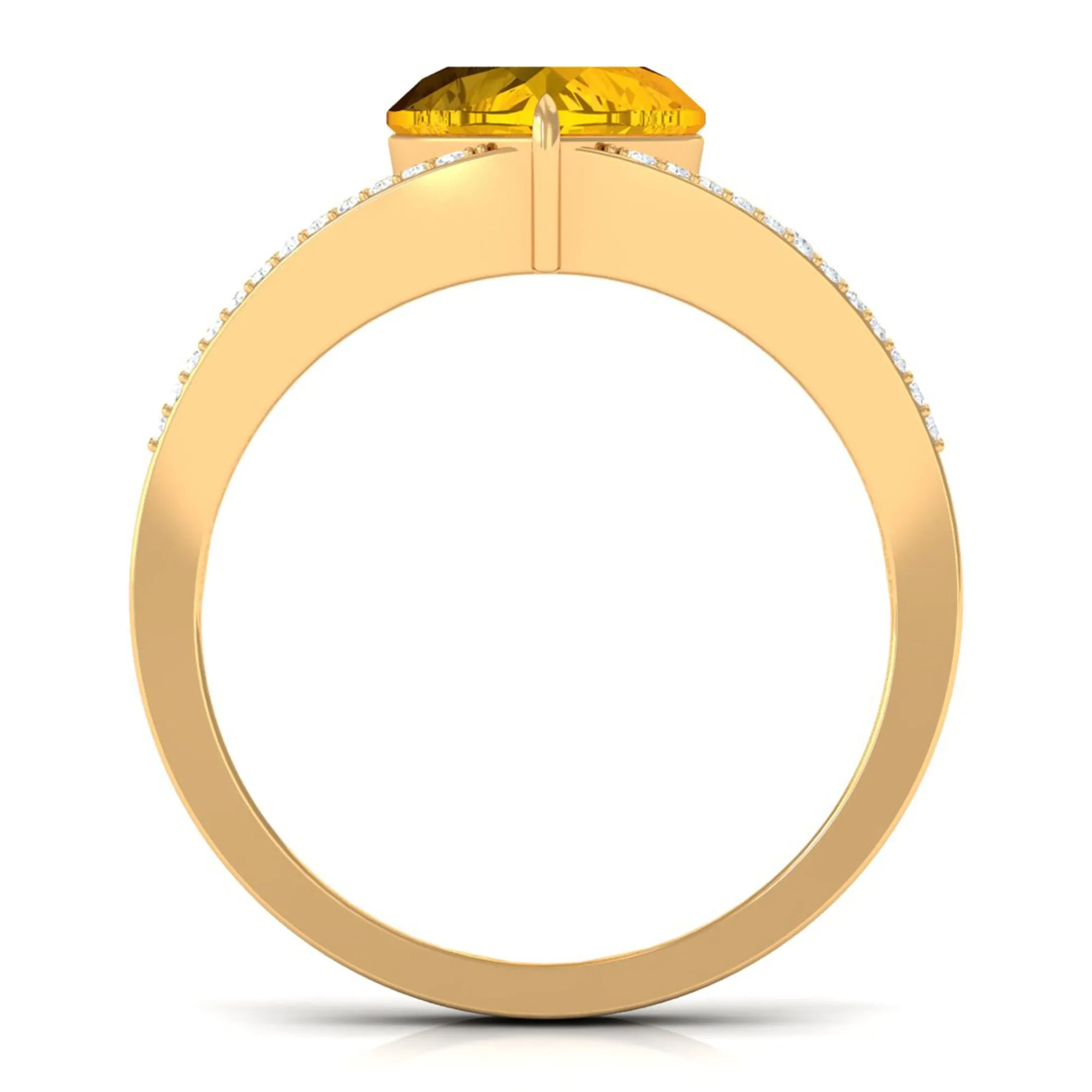 Created Yellow Sapphire Heart Engagement Ring with Diamond