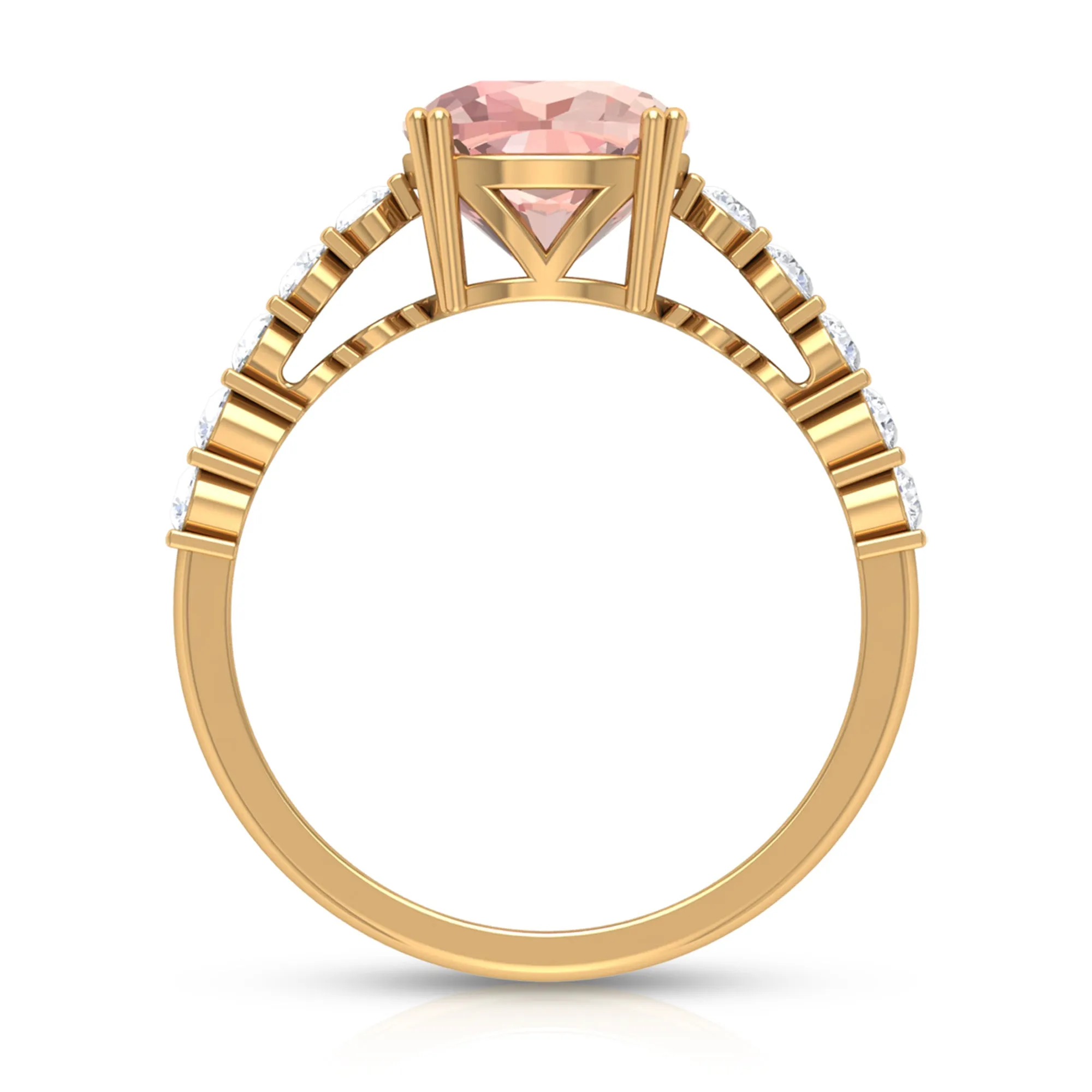 Cushion Morganite Solitaire Engagement Ring with Diamond