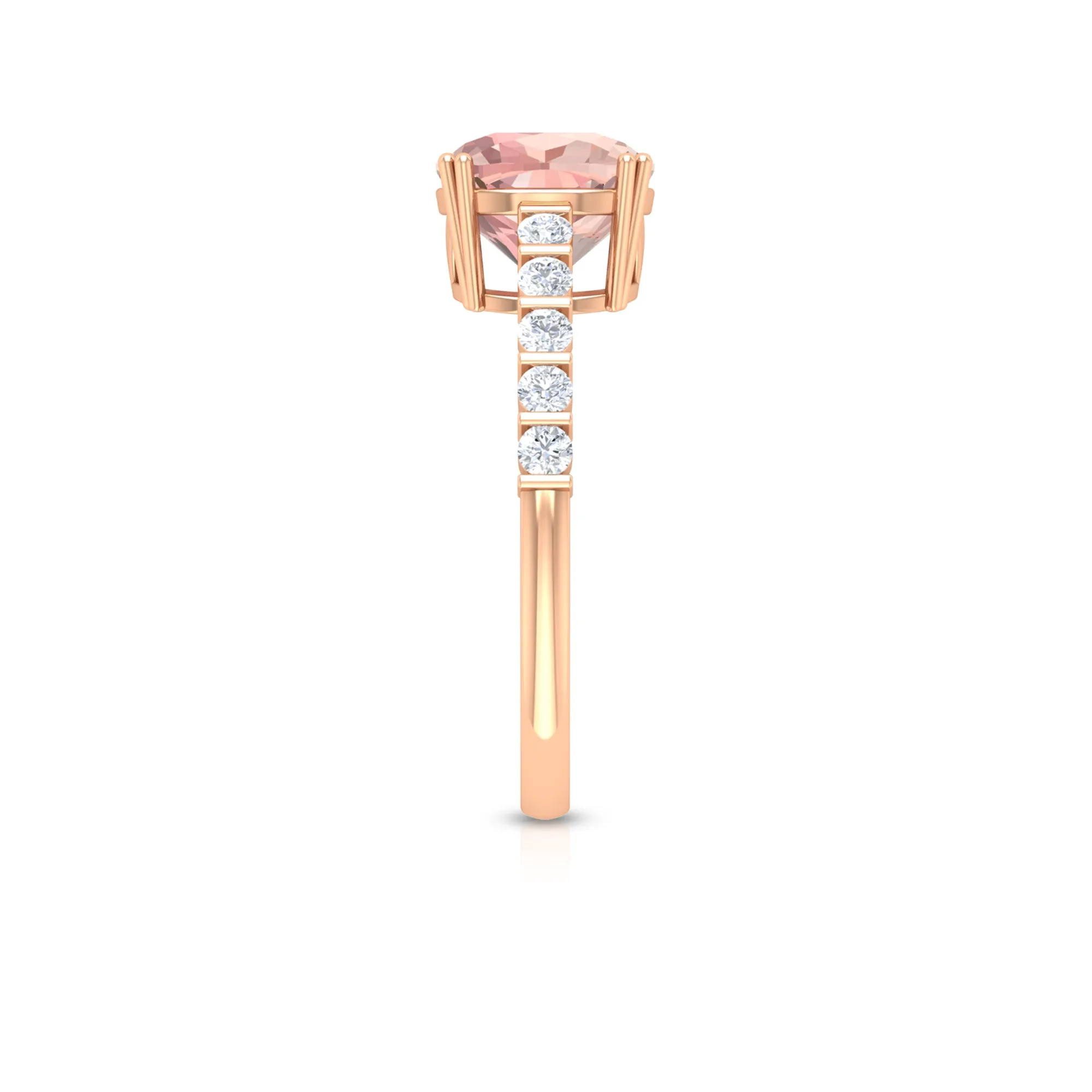 Cushion Morganite Solitaire Engagement Ring with Diamond