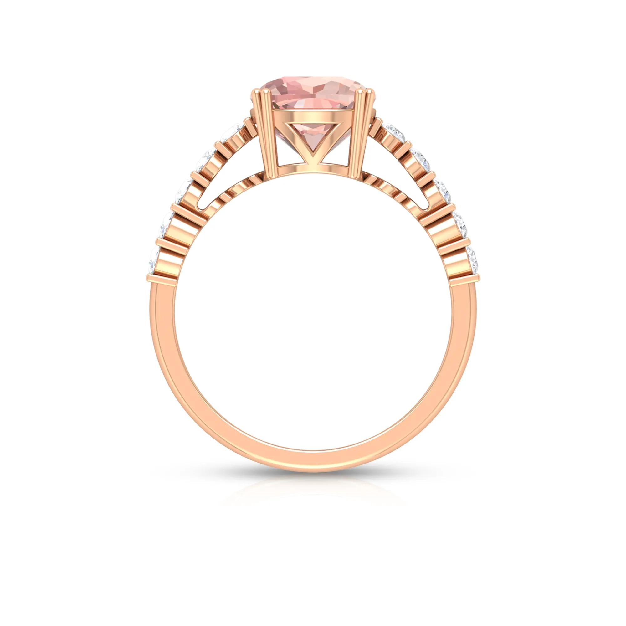 Cushion Morganite Solitaire Engagement Ring with Diamond