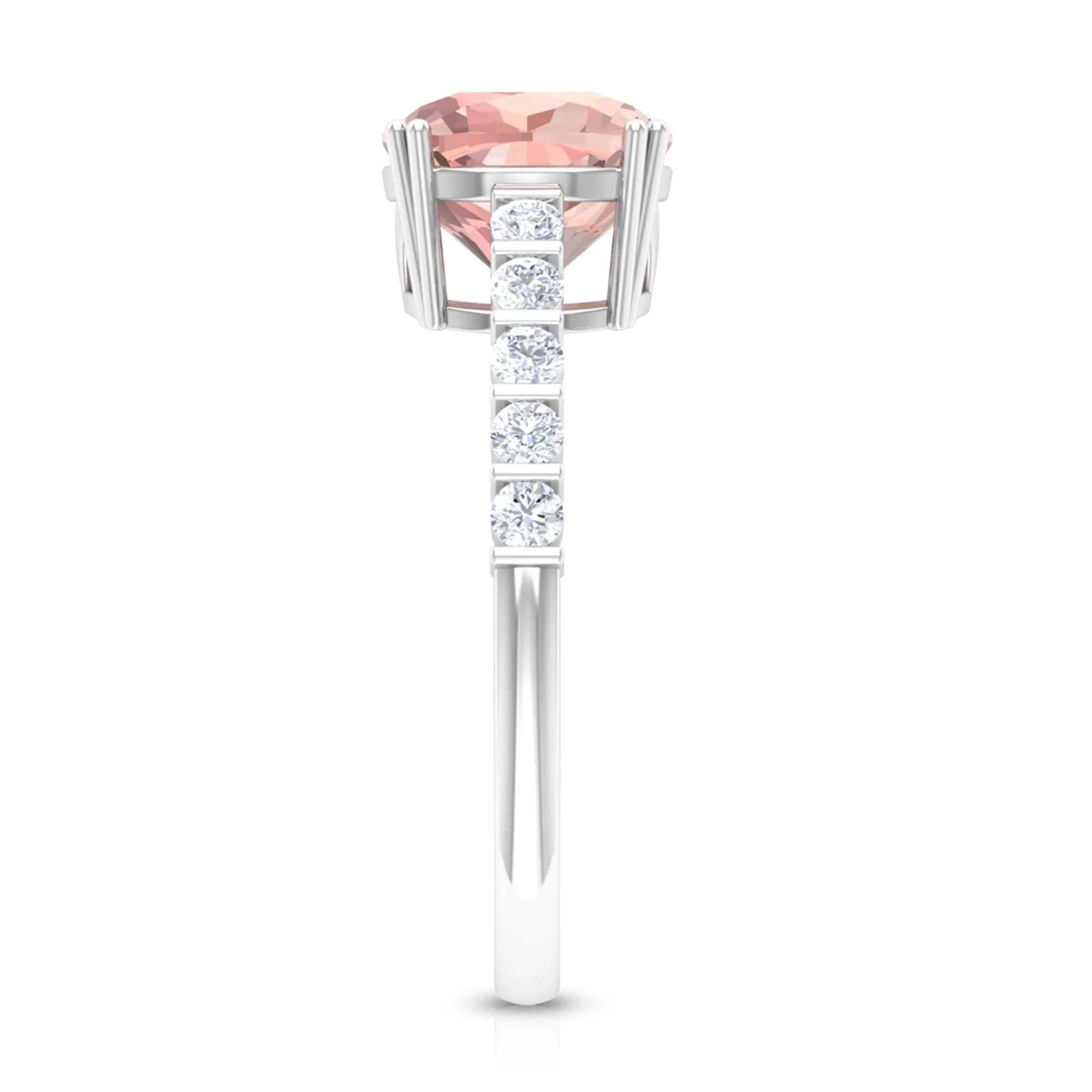Cushion Morganite Solitaire Engagement Ring with Diamond