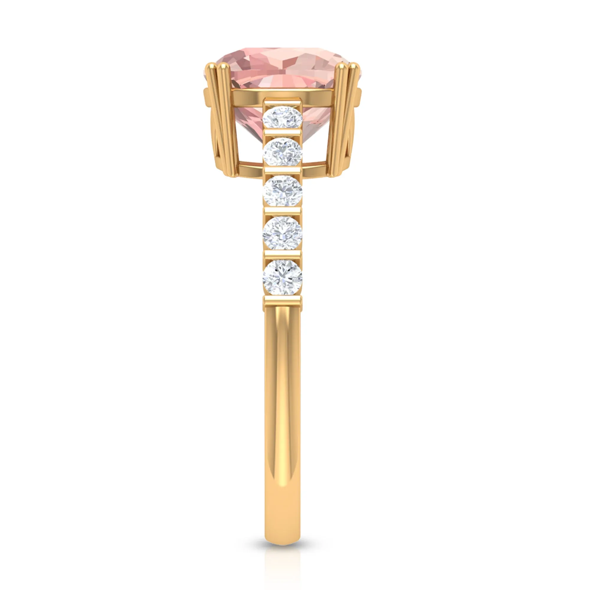 Cushion Morganite Solitaire Engagement Ring with Diamond