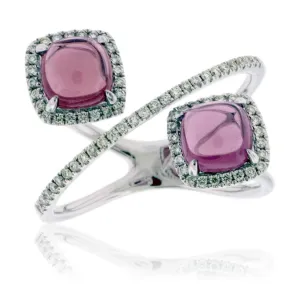 Double Rhodolite Garnet & Diamond Statement Ring