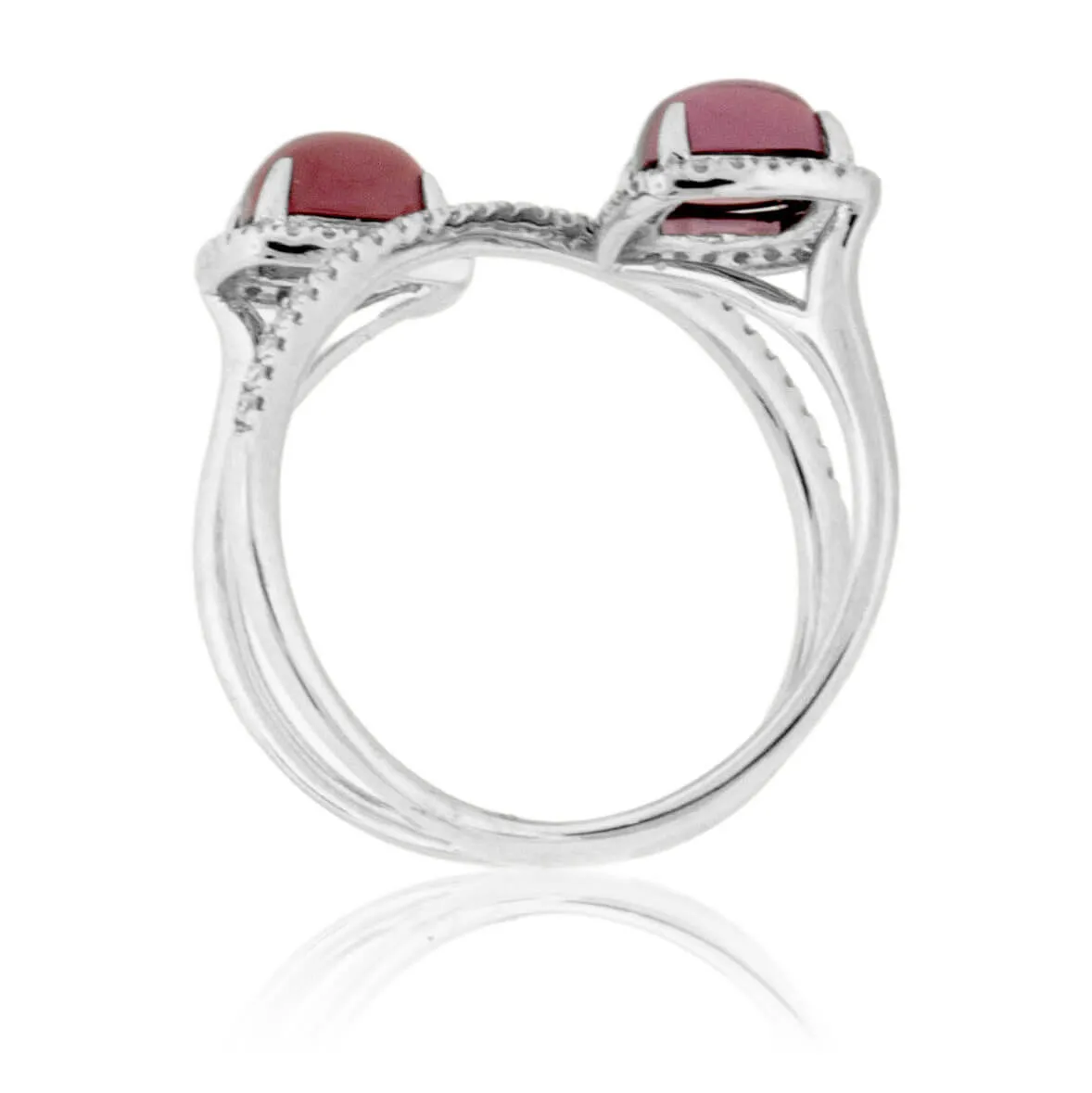 Double Rhodolite Garnet & Diamond Statement Ring