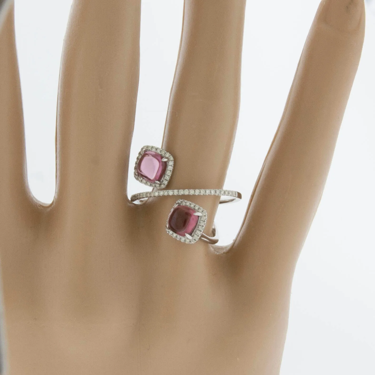 Double Rhodolite Garnet & Diamond Statement Ring