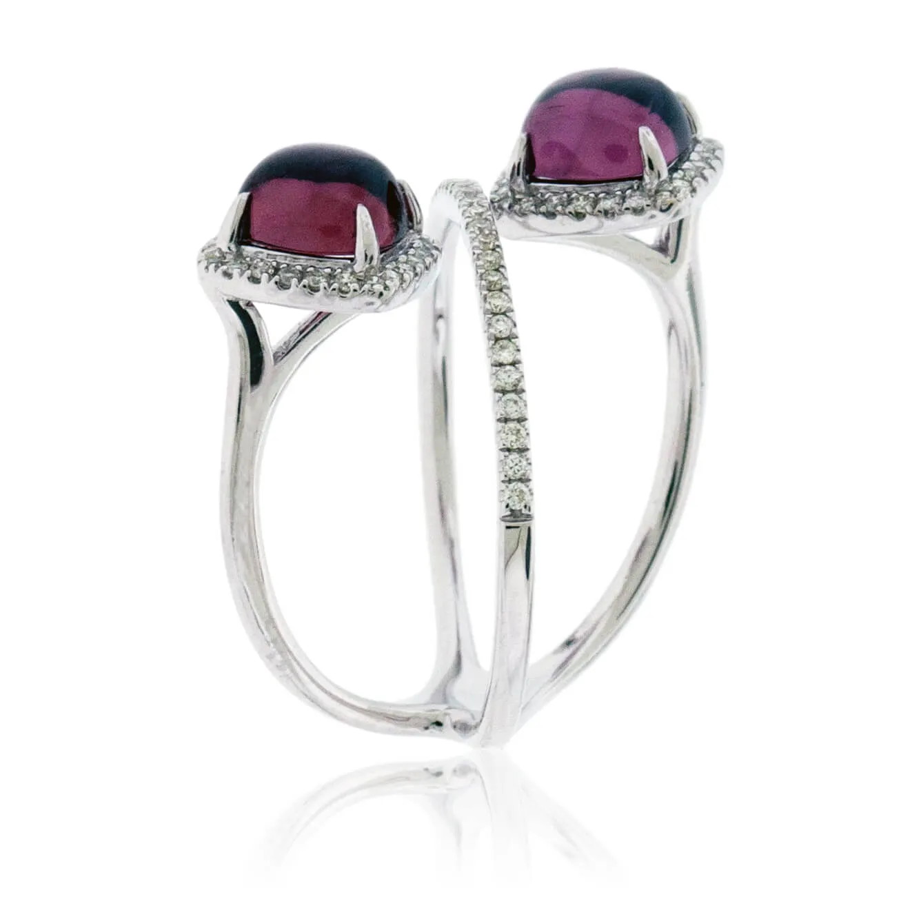 Double Rhodolite Garnet & Diamond Statement Ring