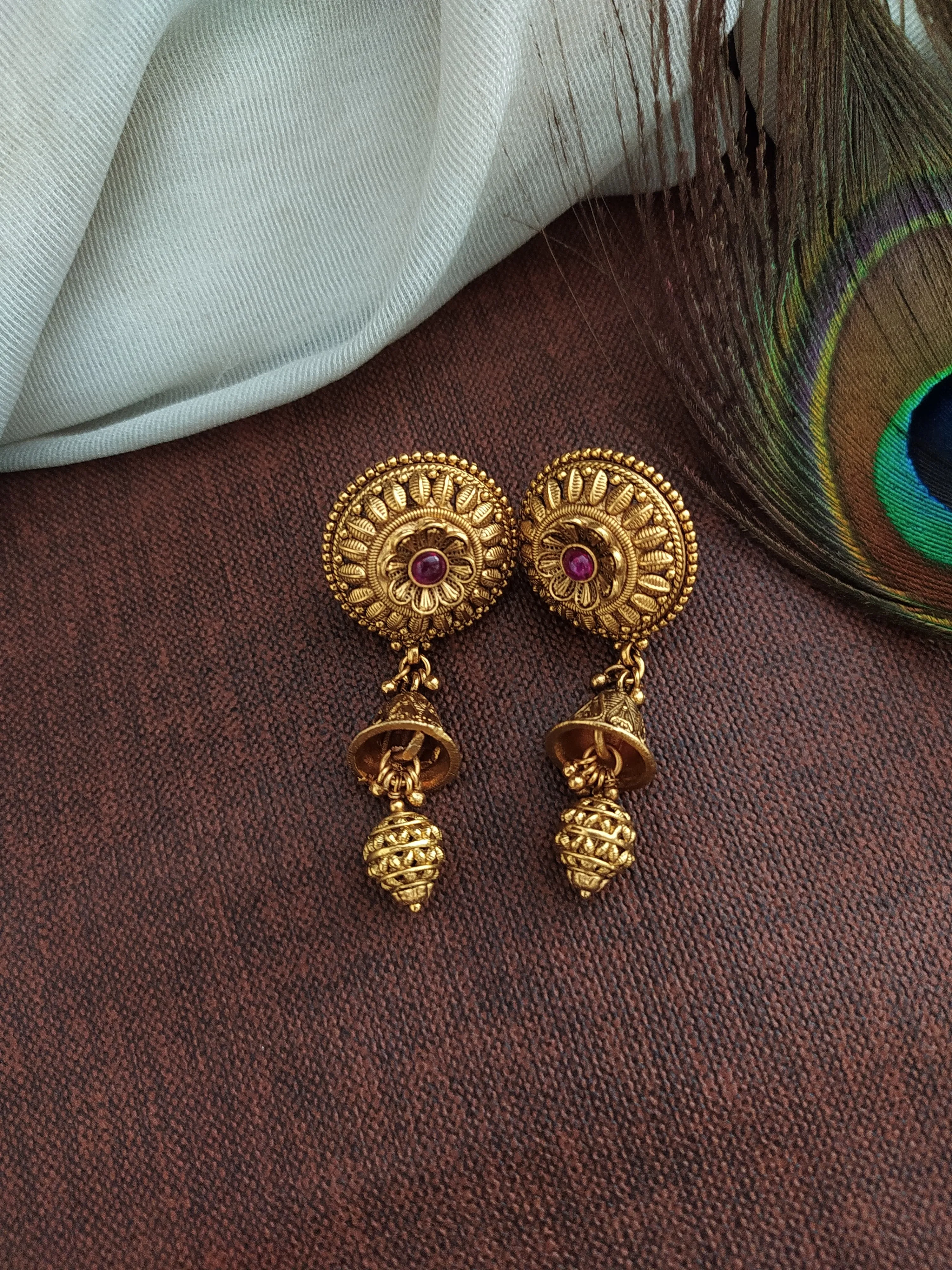 Dual Peacock Design Nagas Work Divine Mala Set