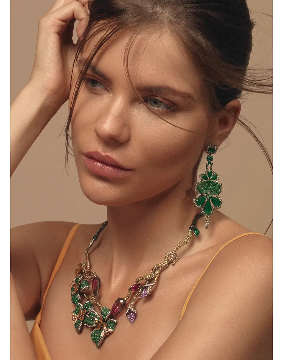 Emerald and Green Jade Earrings