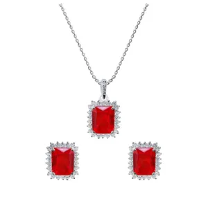 Emerald Cut Ruby Jewellery Set
