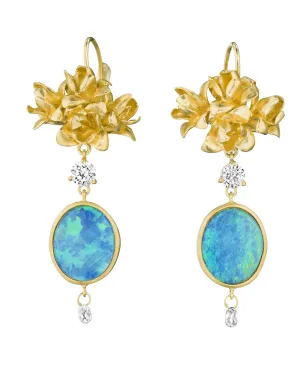 Flower Bud Cluster Drop Earrings