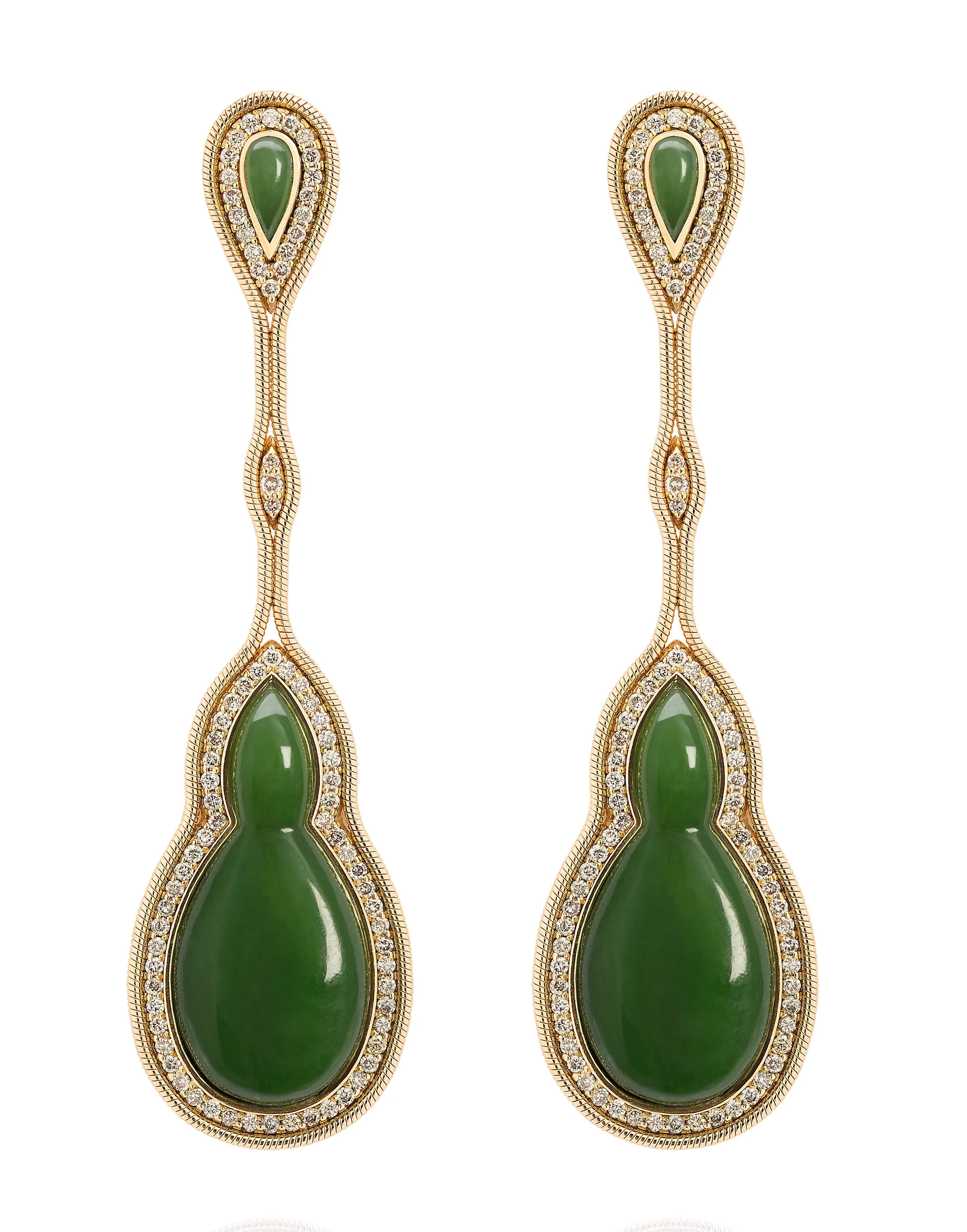 Fluid Diamonds Framed Jade Earrings