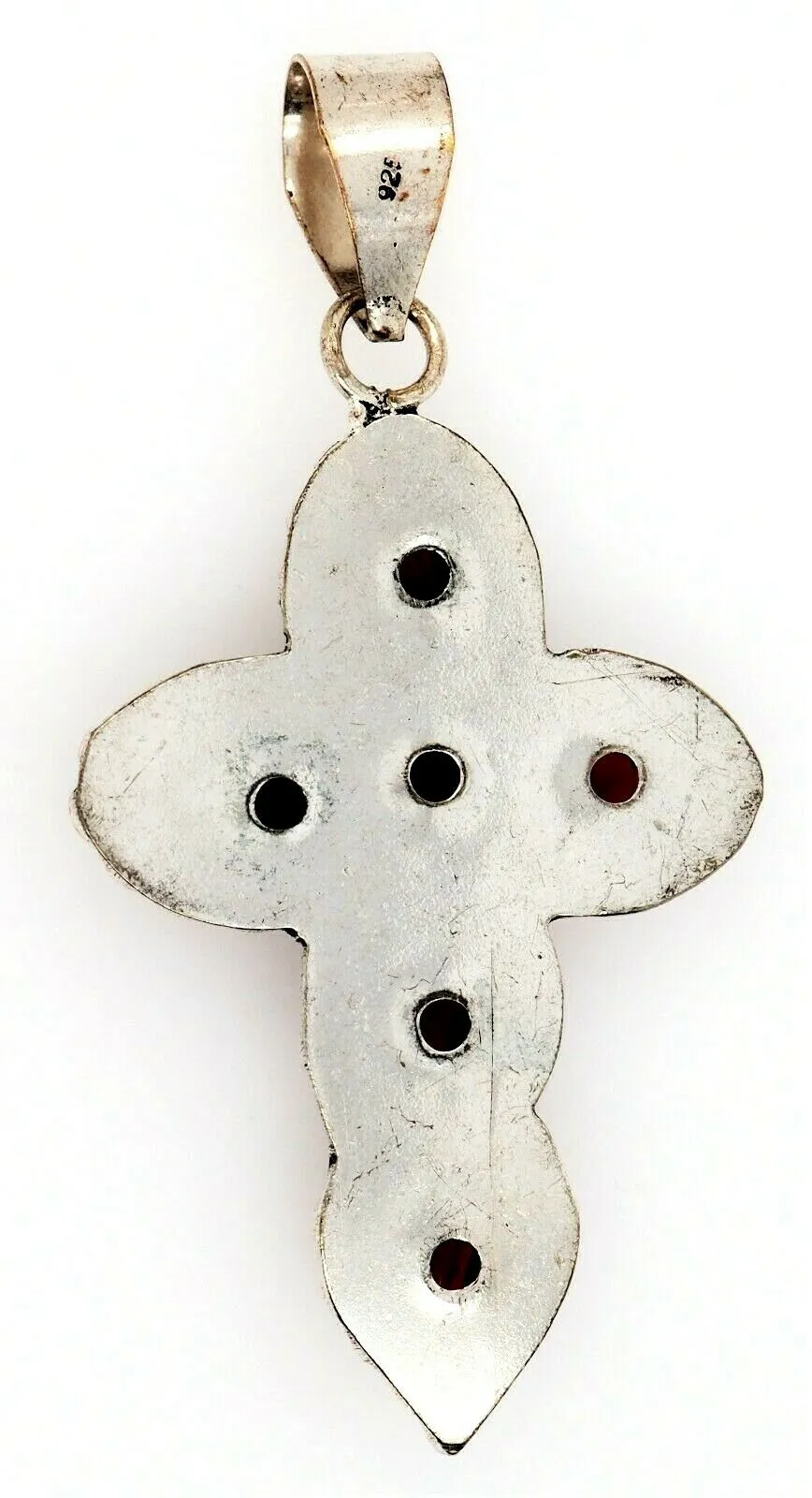 Garnet & 925 Sterling Silver Cross Pendant Fine Gemstone Jewellery