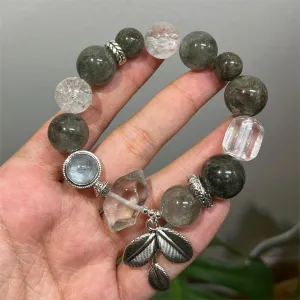 Green Phantom Quartz Azeztulite Aquamarine Bracelet