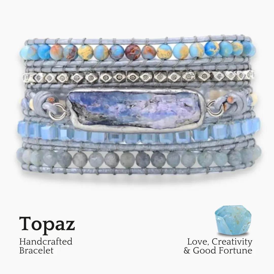 Healing Topaz Queen Silver Wrap Bracelet