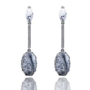 India Affair Dendritic Drop Earrings Silver