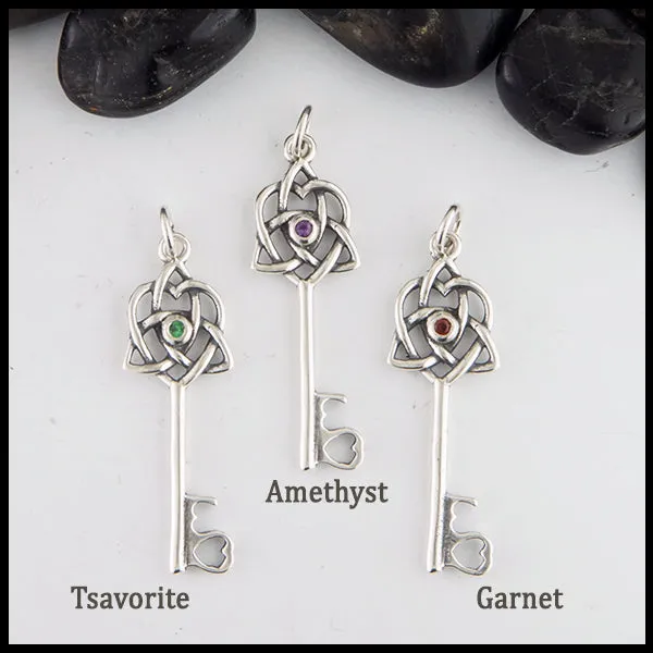 Key Pendant with Gemstones
