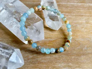 Lemurian Aquatine Calcite Beaded Bracelet || Reiki Infused