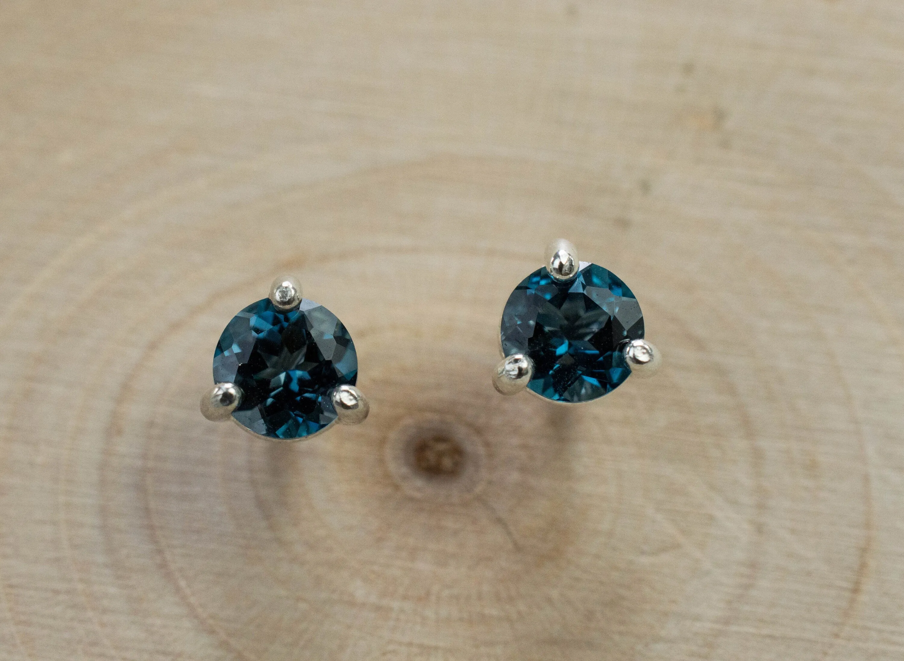 London Blue Topaz Earrings; Genuine Brazilian Topaz; 1.015cts