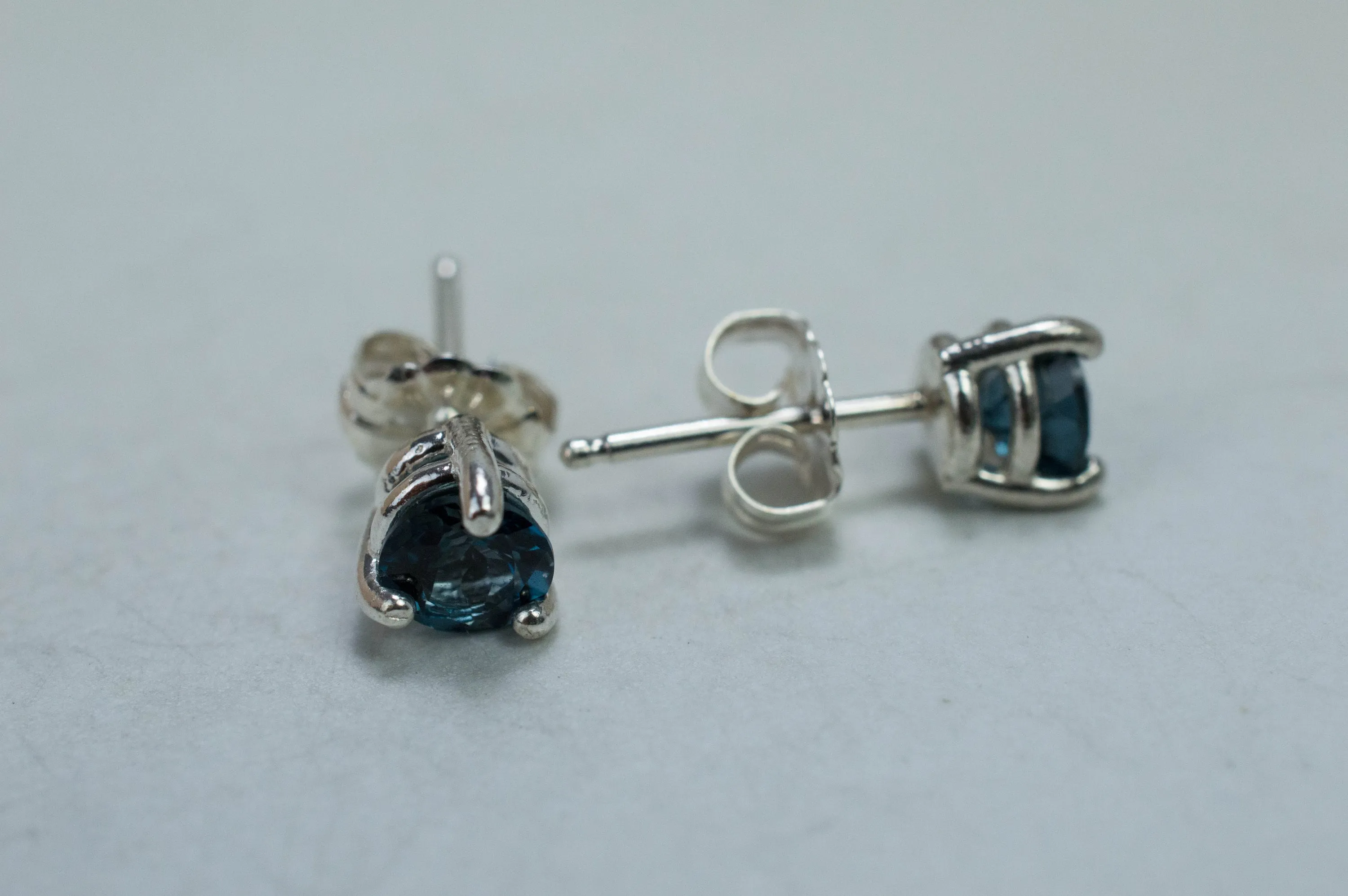 London Blue Topaz Earrings; Genuine Brazilian Topaz; 1.015cts