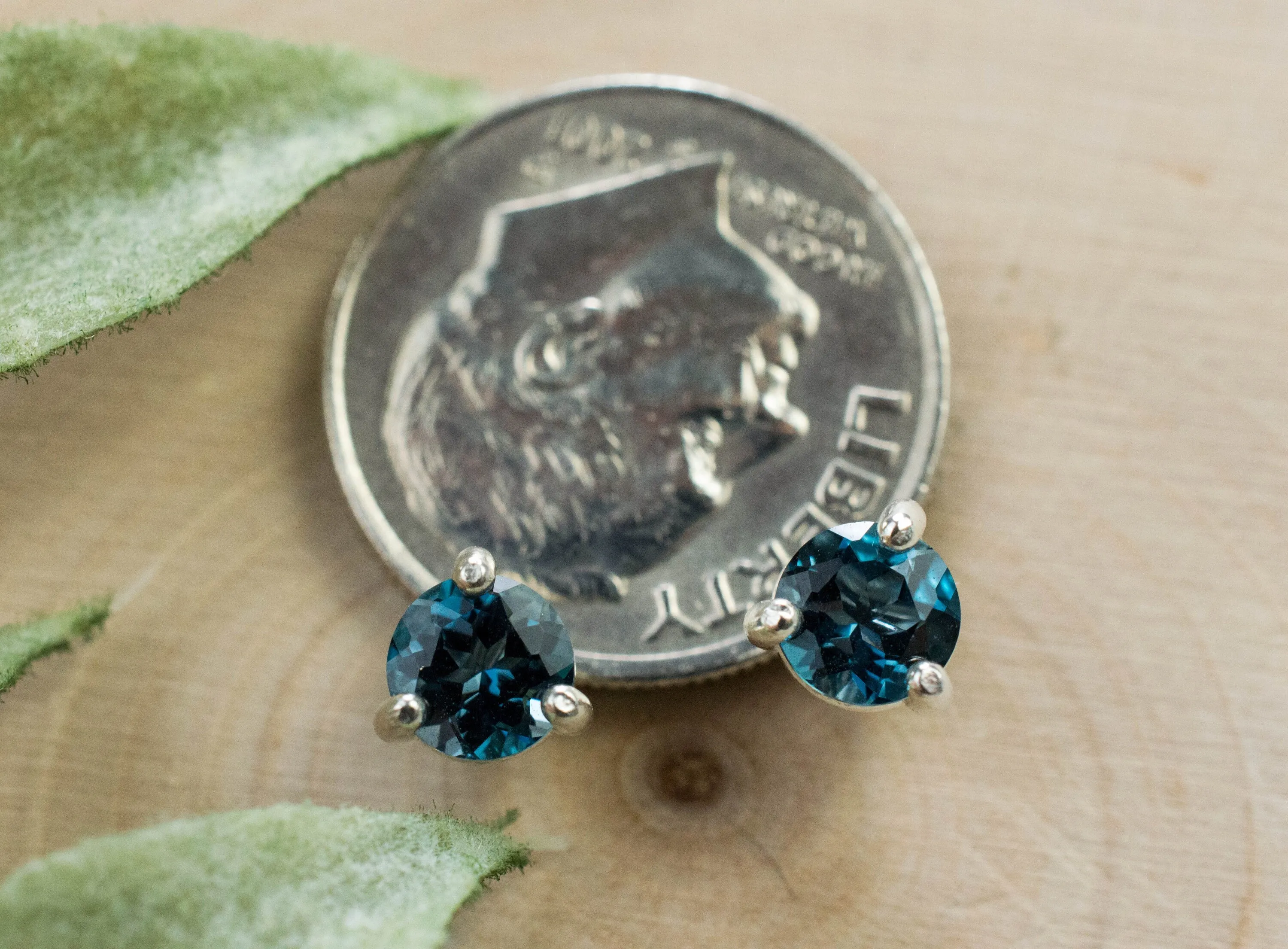 London Blue Topaz Earrings; Genuine Brazilian Topaz; 1.015cts