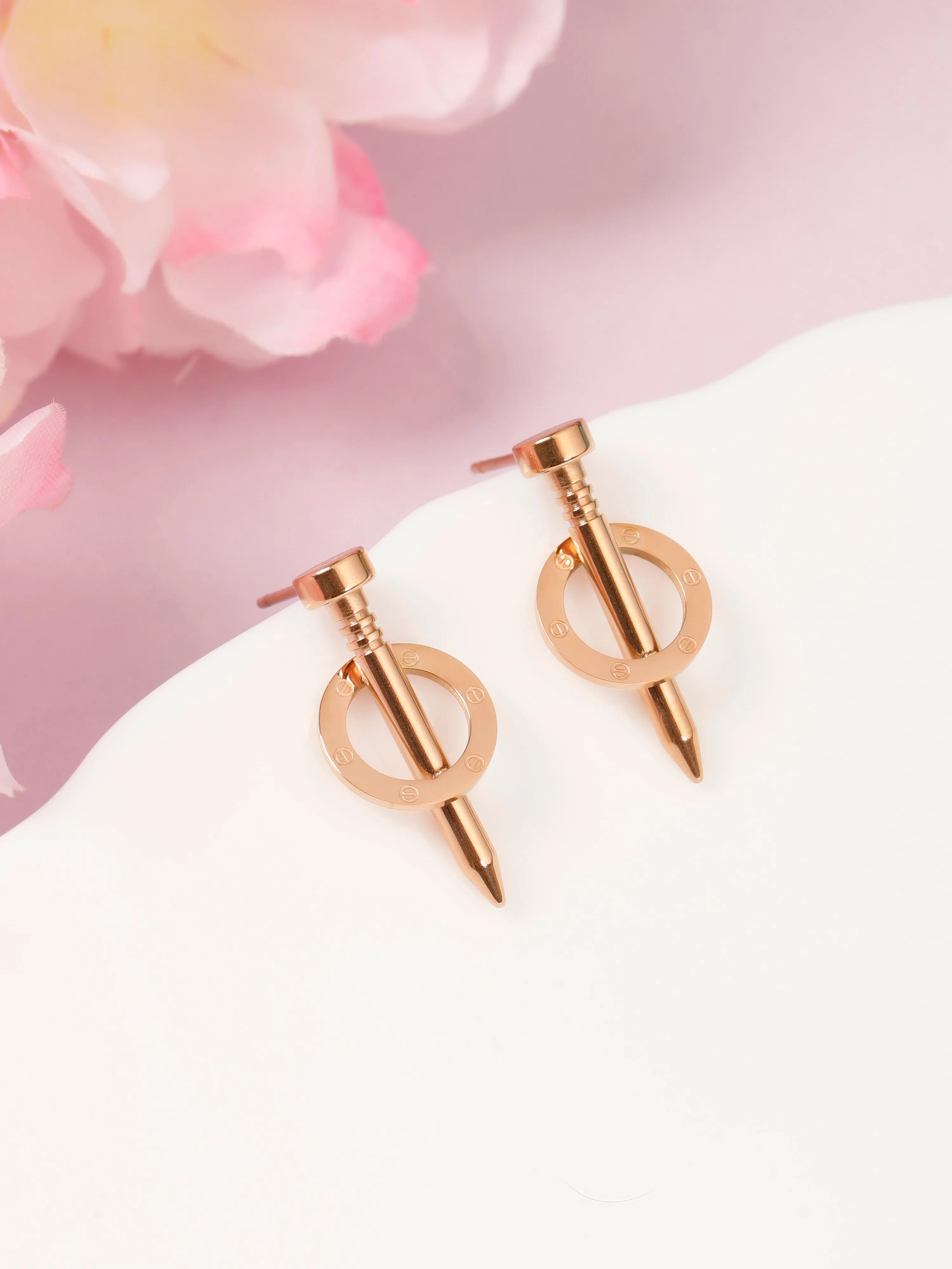 Lucent Nude Rose Gold Earrings