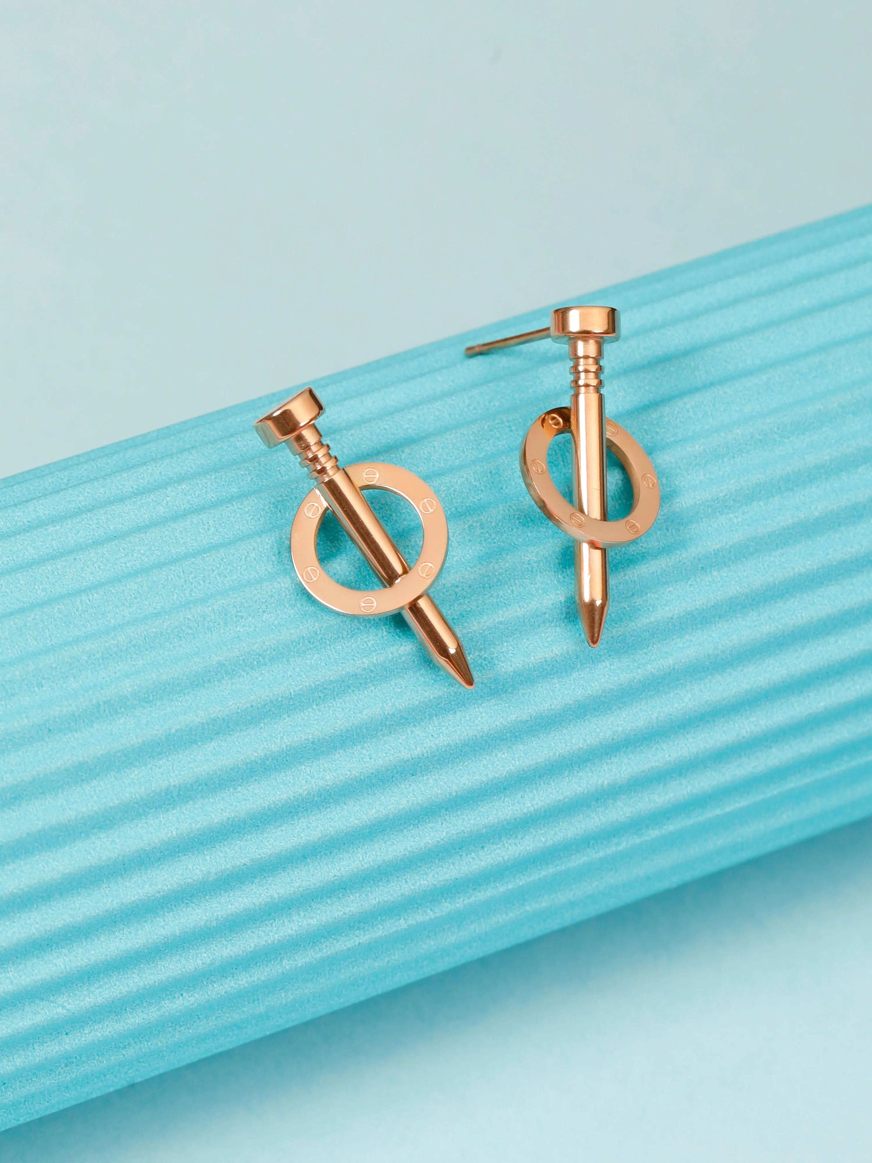 Lucent Nude Rose Gold Earrings