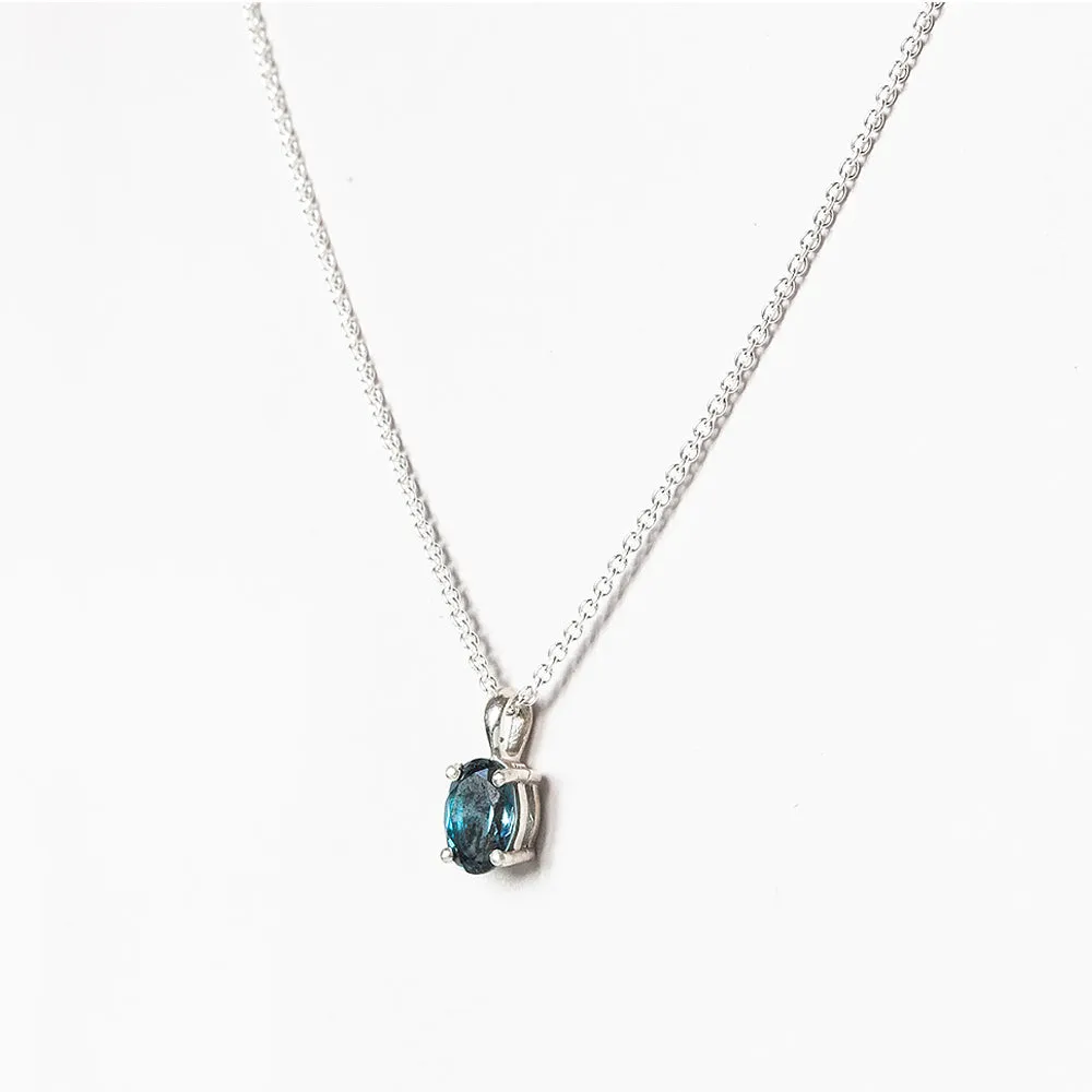 Luna, an Oval cut London Blue Topaz Necklace - 7x5mm