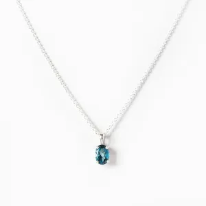 Luna, an Oval cut London Blue Topaz Necklace - 7x5mm