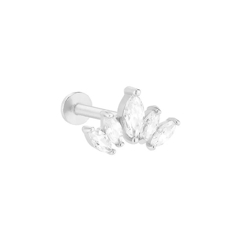 Marquise Tiara Cartilage Flat Back Earring- 14K Gold
