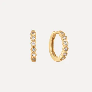 Mini White Topaz Bezel Huggies