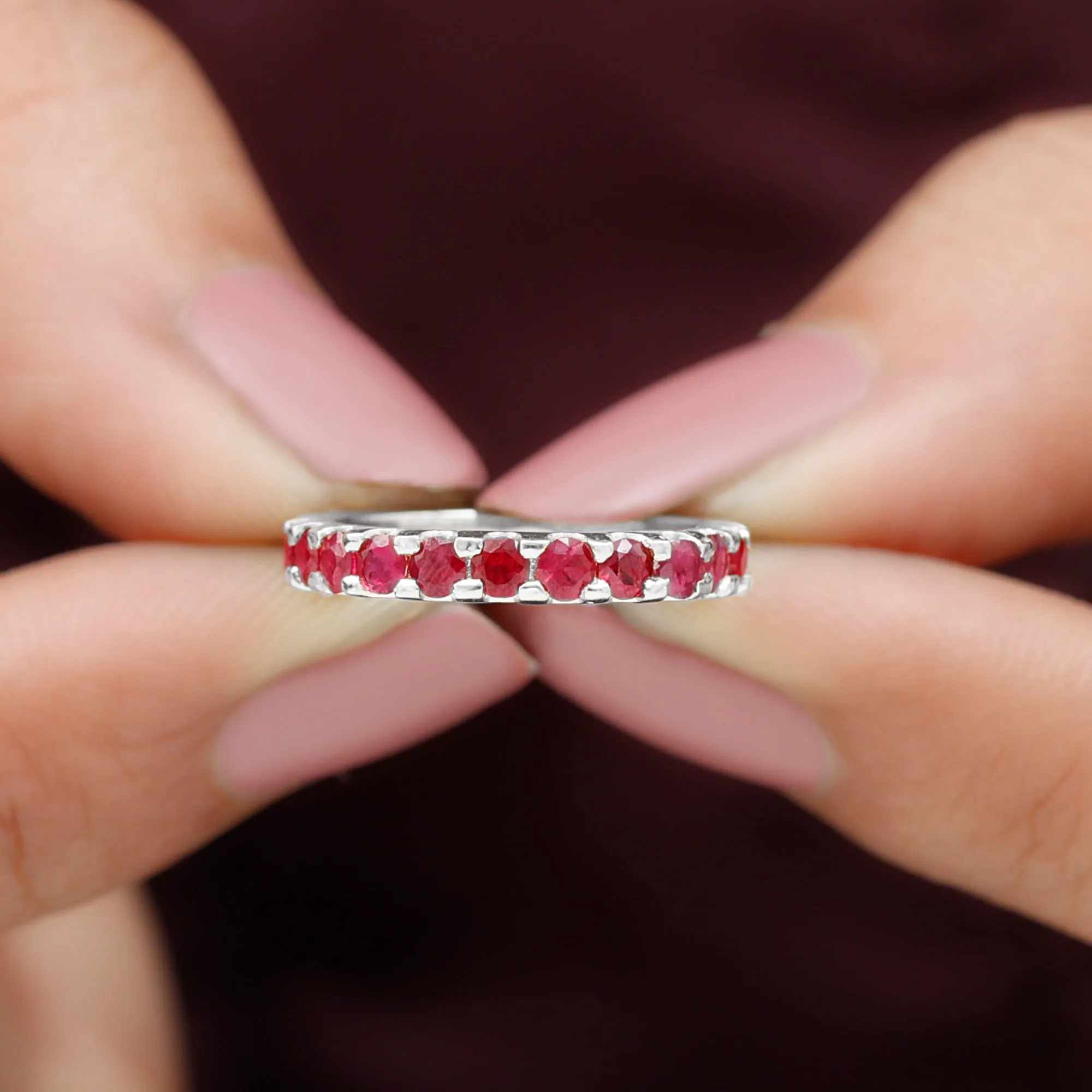 Minimal Round Ruby Eternity Ring
