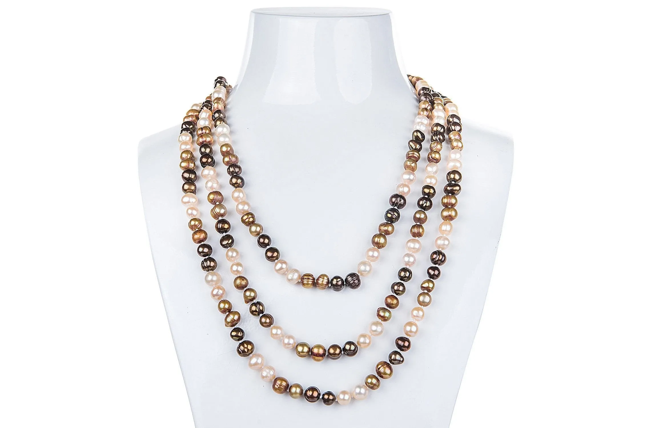 Multi-Color Freshwater Pearl Long Necklace 7mm