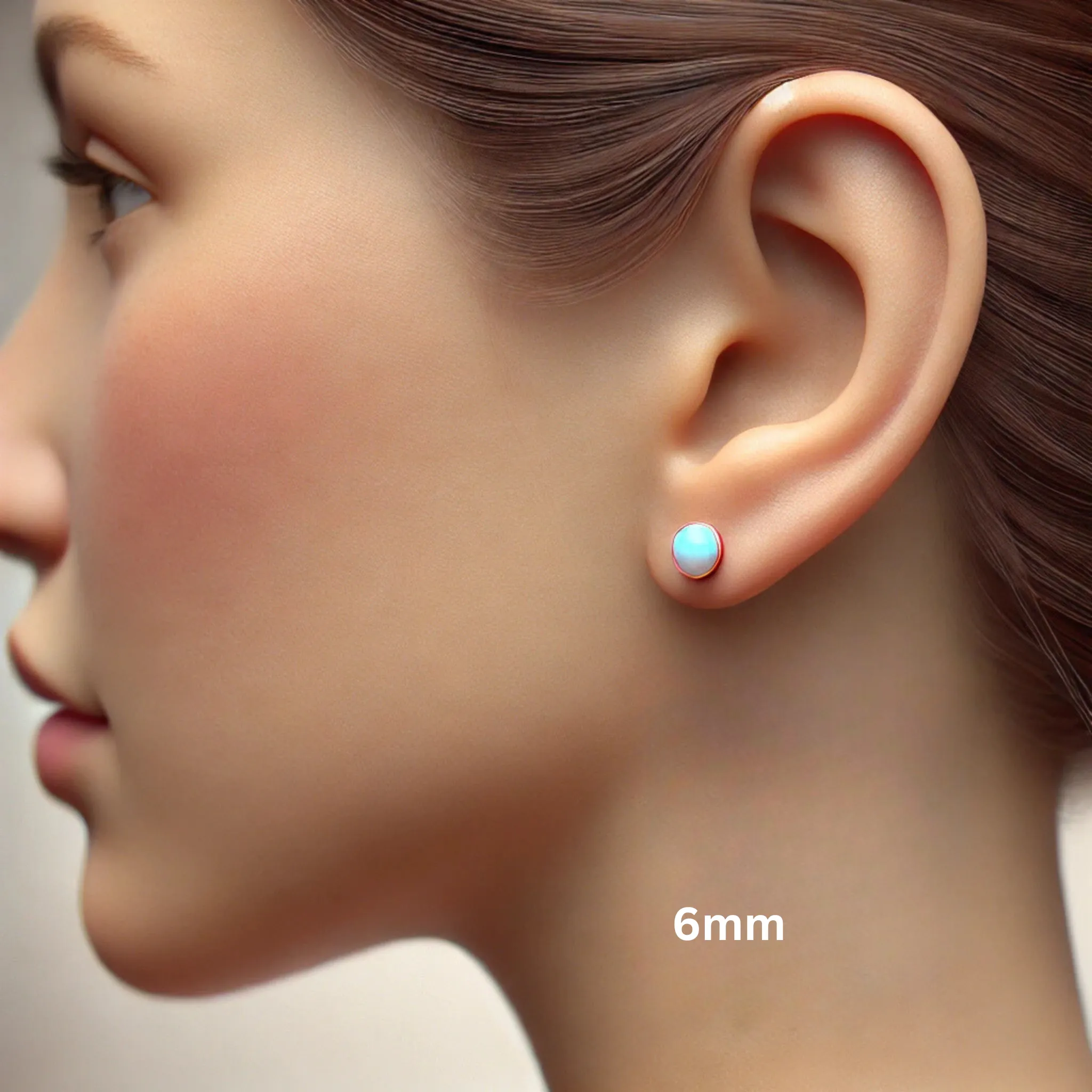 Natural Australian Opal Stud Earrings | AAA Grade Bezel Set in 14K Gold