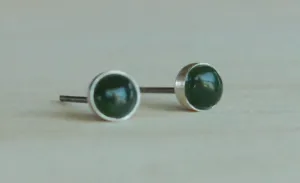 Nephrite Jade Bezel Gemstones, Med (Niobium or Titanium Post Earrings)