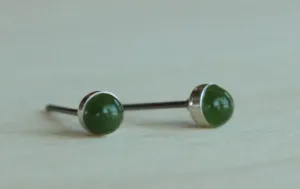 Nephrite Jade Bezel Gemstones, Small (Niobium or Titanium Stud Earrings)