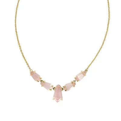 Open Box - Kendra Scott 14K Gold Over Brass Statement Necklace - Rose Quartz