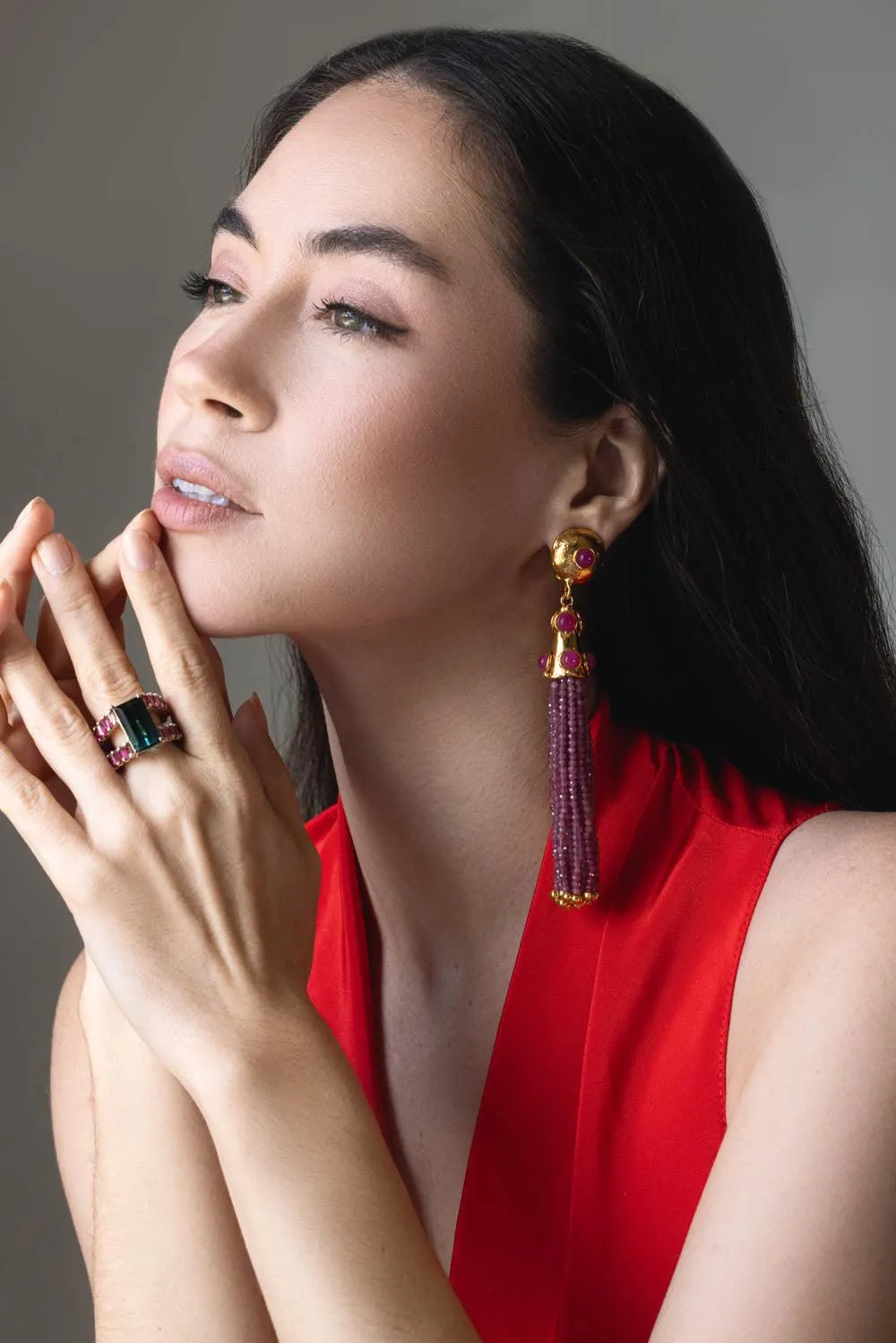 Pink Jade Gio Drop Earrings