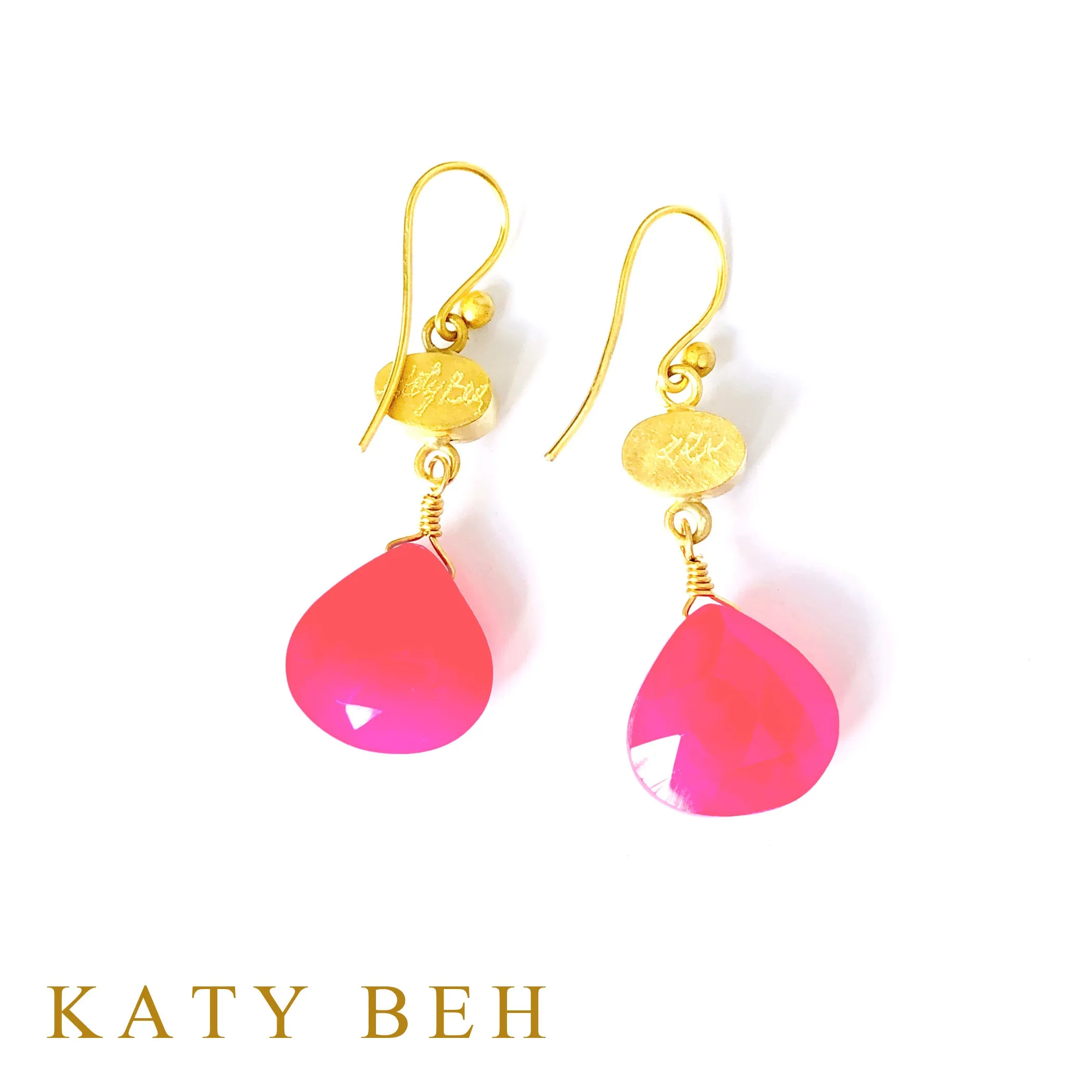 Rachel Fire Opal and Pink Chalcedony Earrings