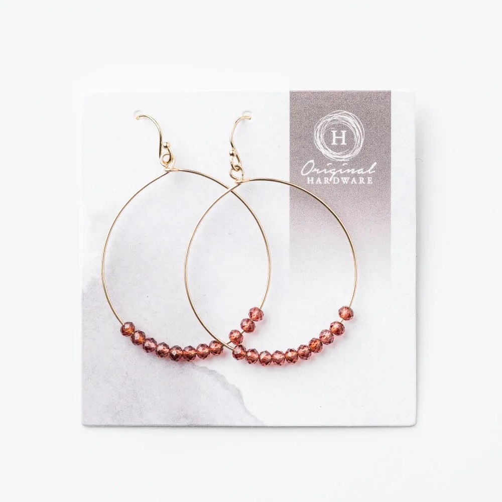 Red Garnet Hoop Earrings