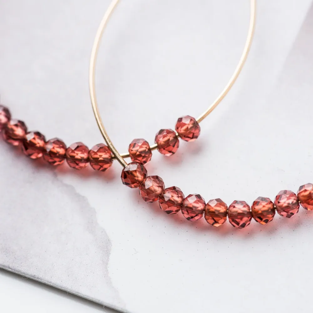 Red Garnet Hoop Earrings