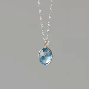 Rose Cut Swiss Blue Topaz Silver Theia Necklace #2