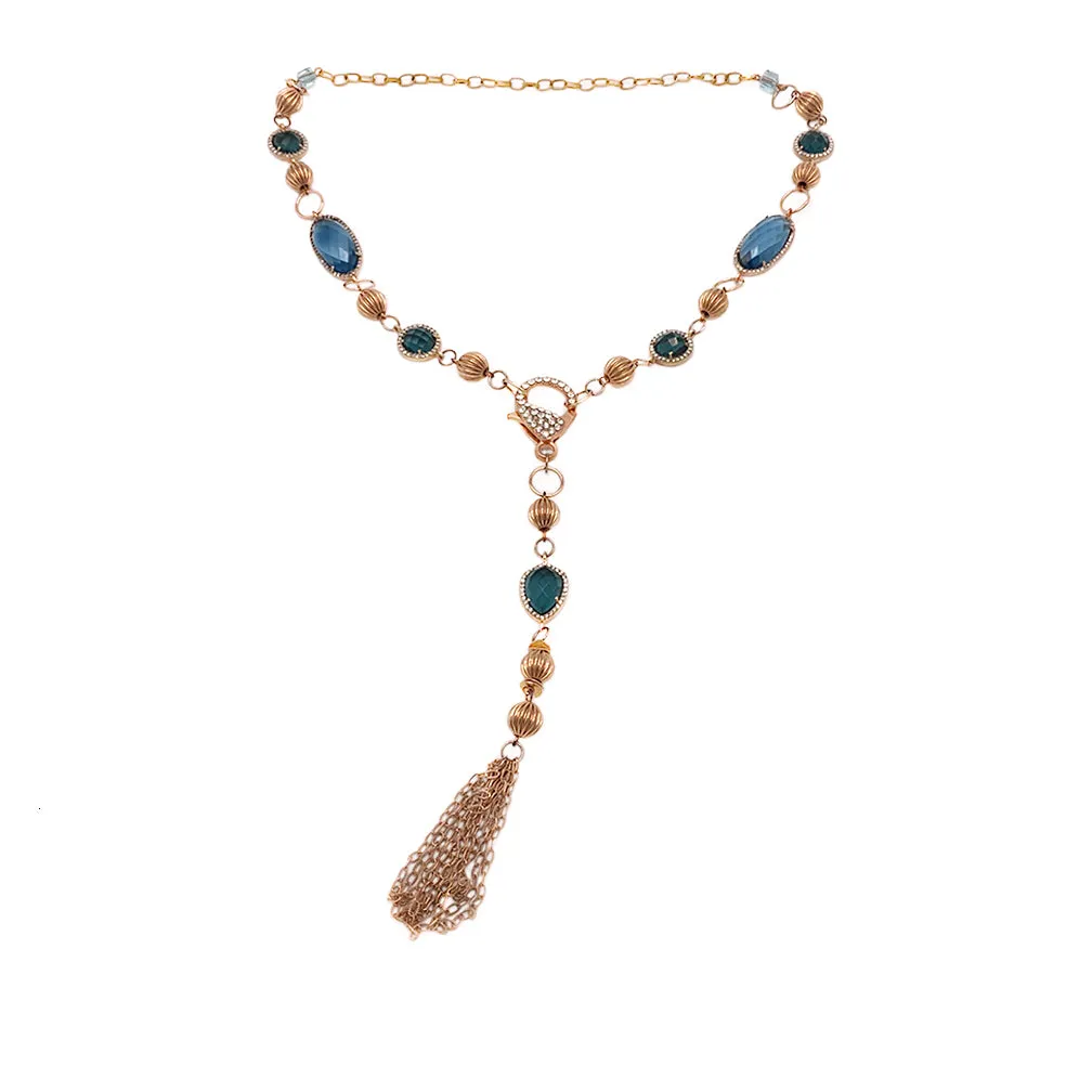 Rose Gold CZ Bezel Set Quartz Necklace