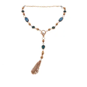 Rose Gold CZ Bezel Set Quartz Necklace