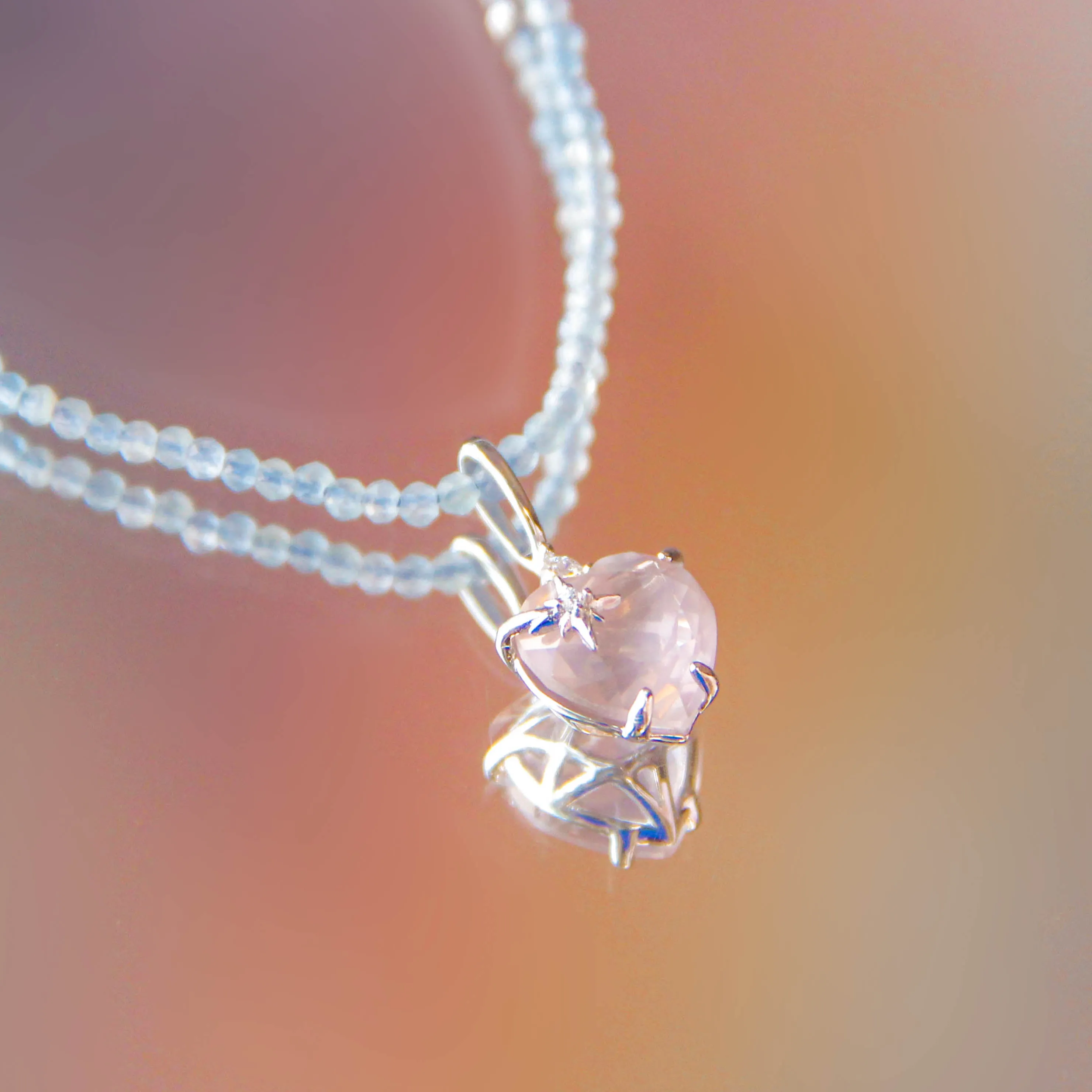 Rose Quartz Silver Heart Pendant
