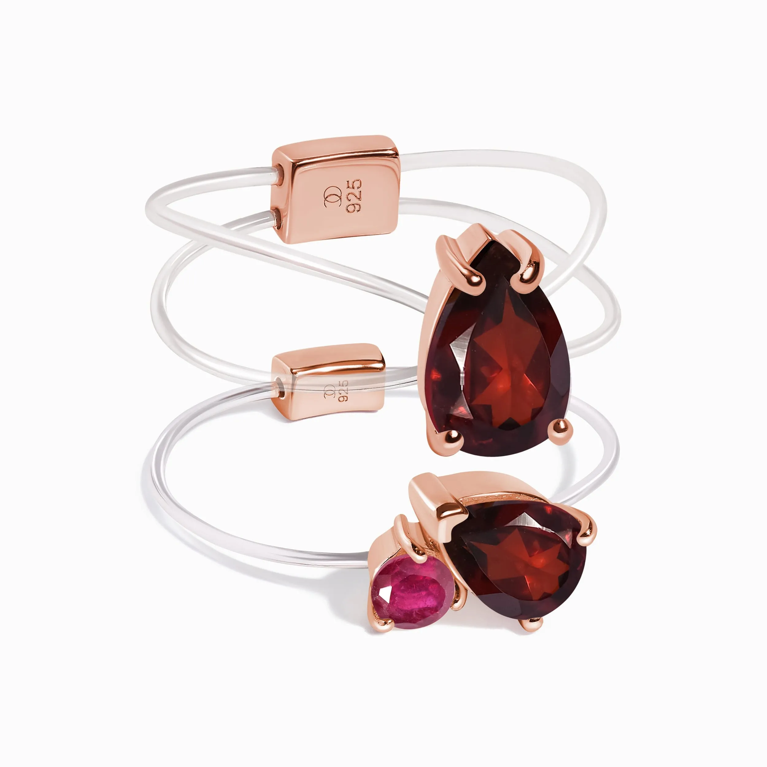 Ruby Garnet Toi Et Moi & Sway Floating Rings