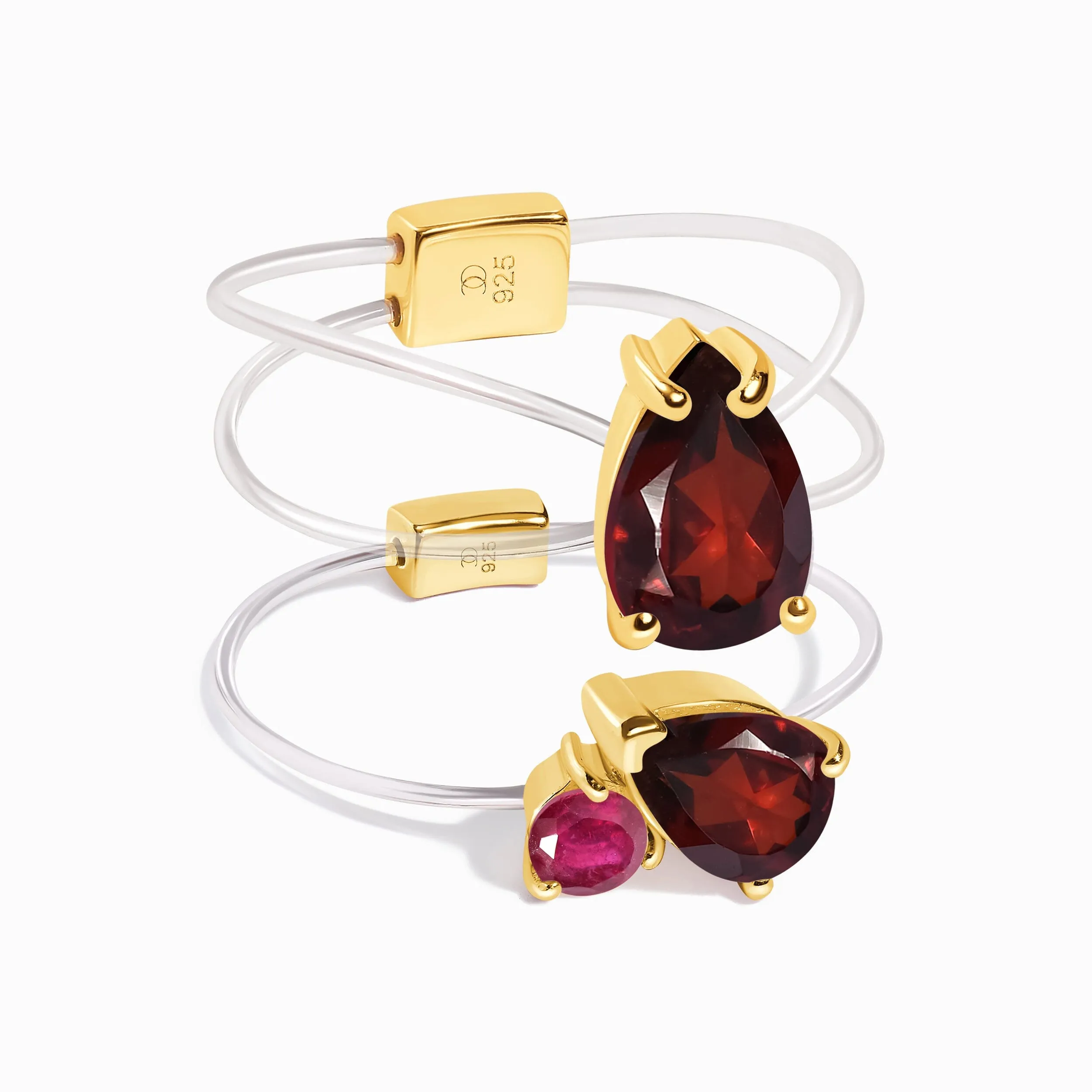 Ruby Garnet Toi Et Moi & Sway Floating Rings