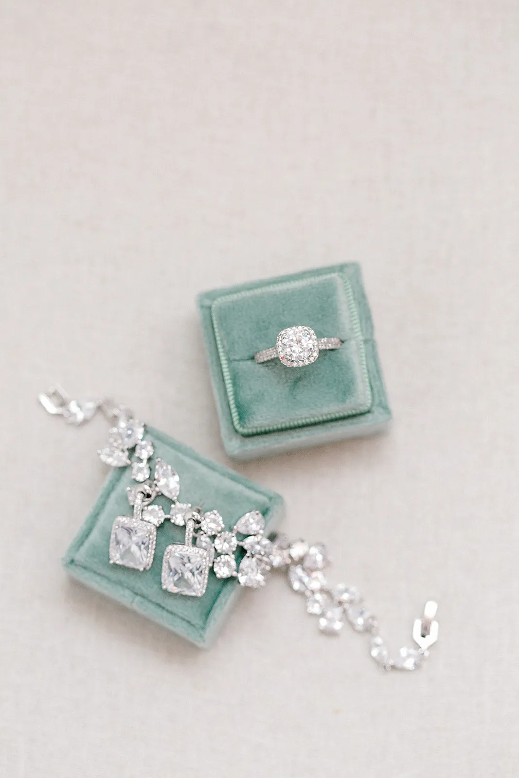 Sage Green Velvet Square Ring Box
